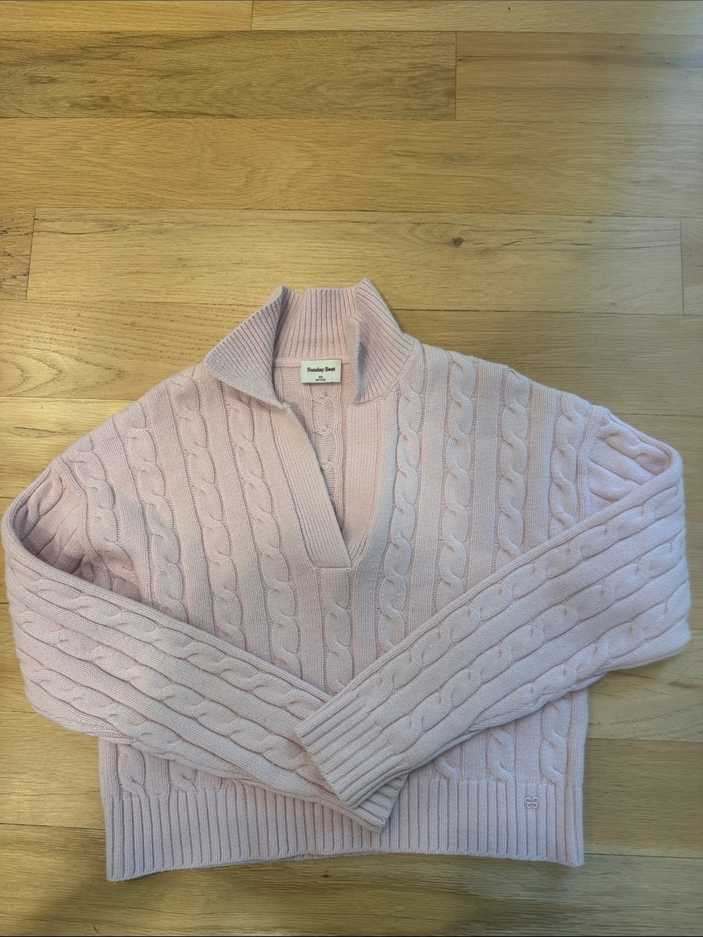 Aritzia Sunday Best Light Pink Cable-Knit Pullover